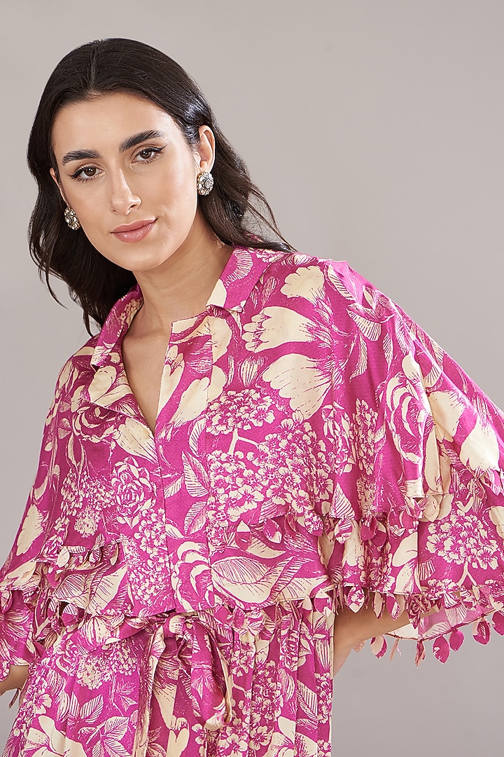 Fuchsia Modal Printed Vacation Dress by Sana Barreja at Pernia's Pop Up Shop