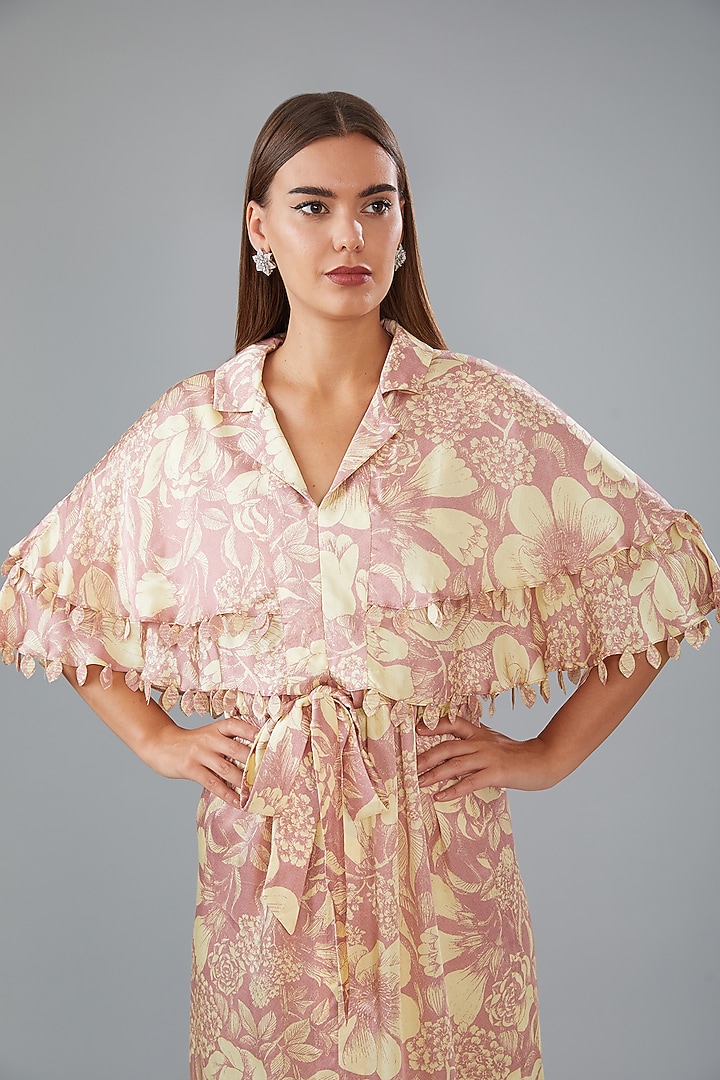 Rose Pink Modal Printed Midi Vacation Dress by Sana Barreja at Pernia's Pop Up Shop