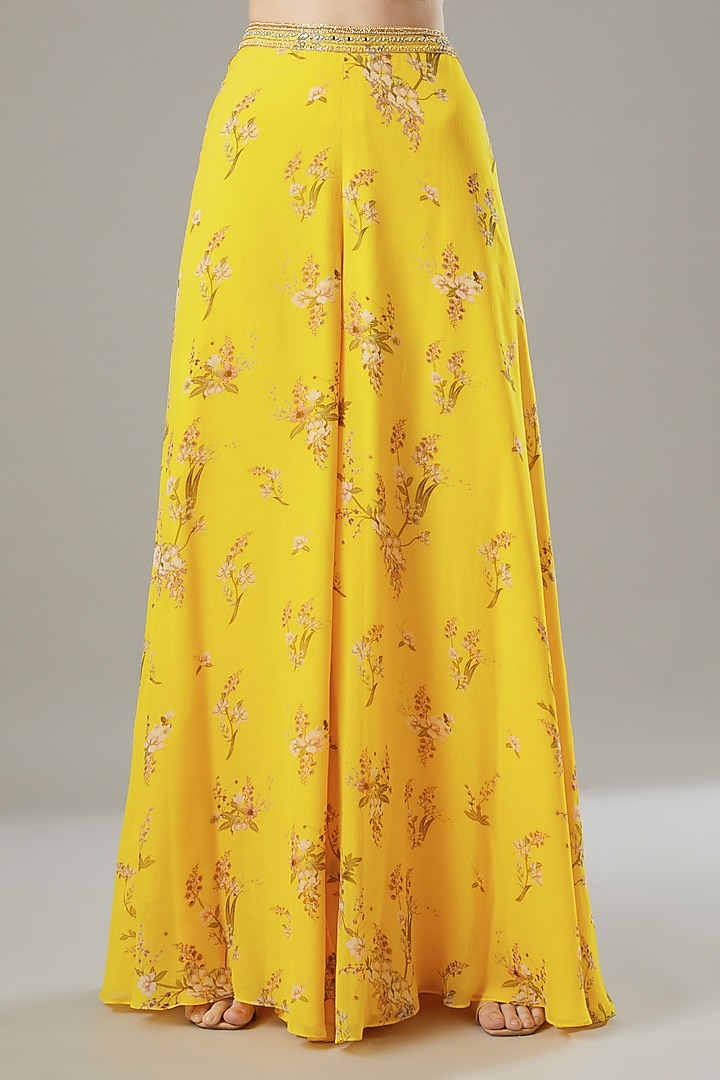 Yellow Printed Wedding Sharara Set by Sana Barreja at Pernia's Pop Up Shop