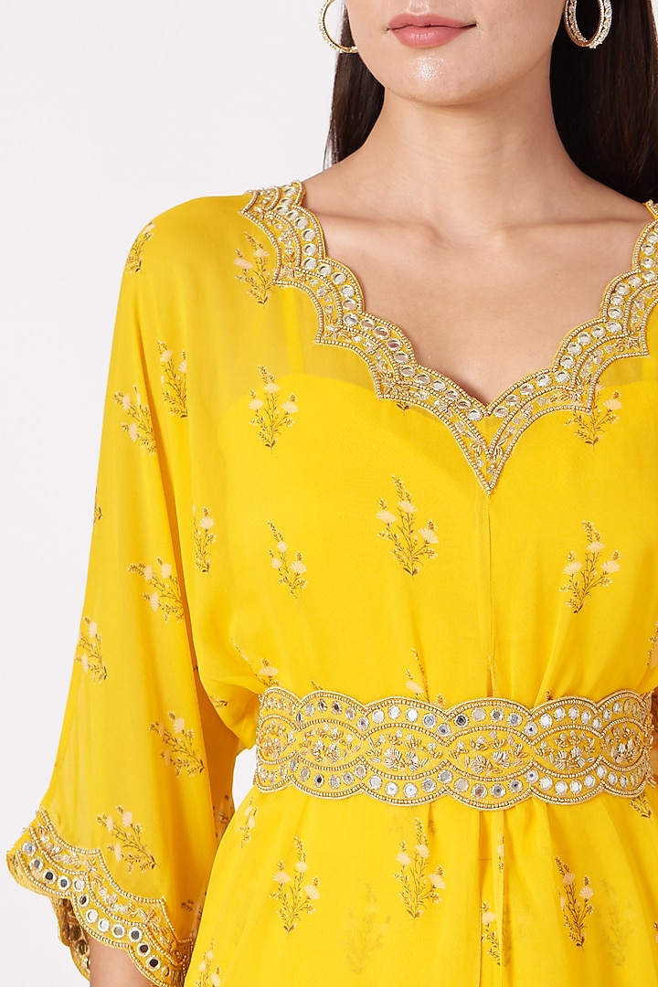 Yellow Printed Skirt Set by Sana Barreja at Pernia's Pop Up Shop