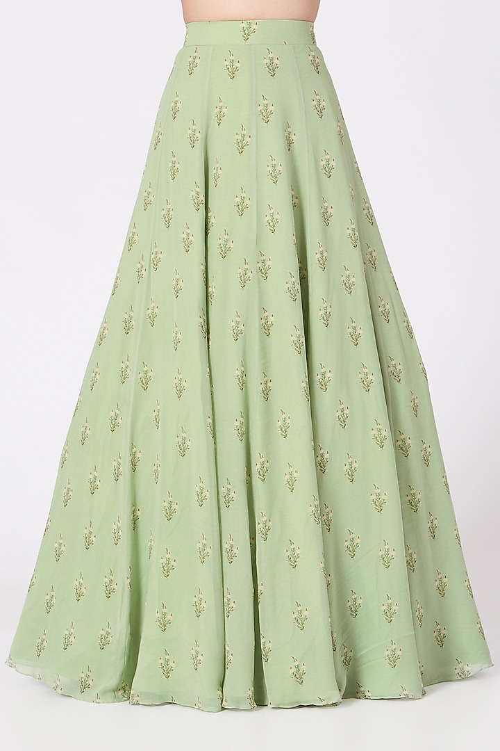 Mint Green Georgette Wedding Lehenga Set by Sana Barreja at Pernia's Pop Up Shop