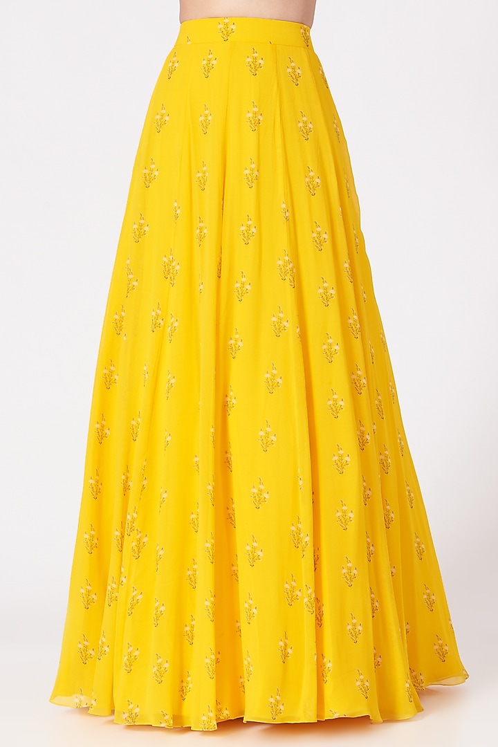 Yellow Hand Embroidered Wedding Lehenga Set by Sana Barreja at Pernia's Pop Up Shop