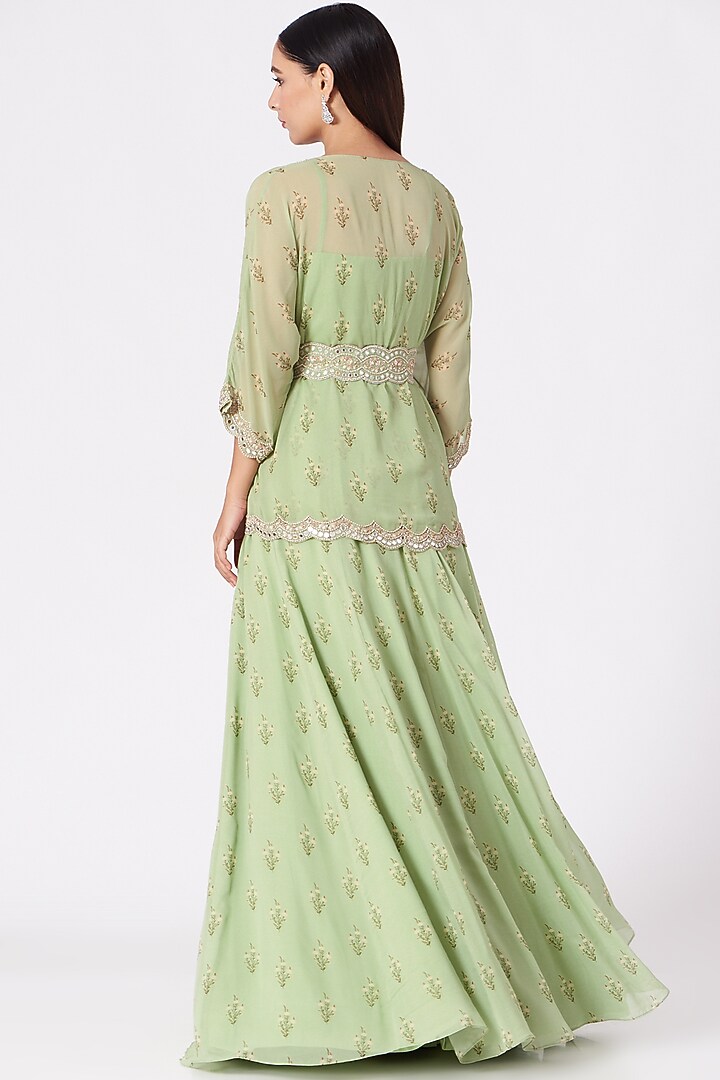 Mint Green Embroidered Wedding Lehenga Set by Sana Barreja at Pernia's Pop Up Shop