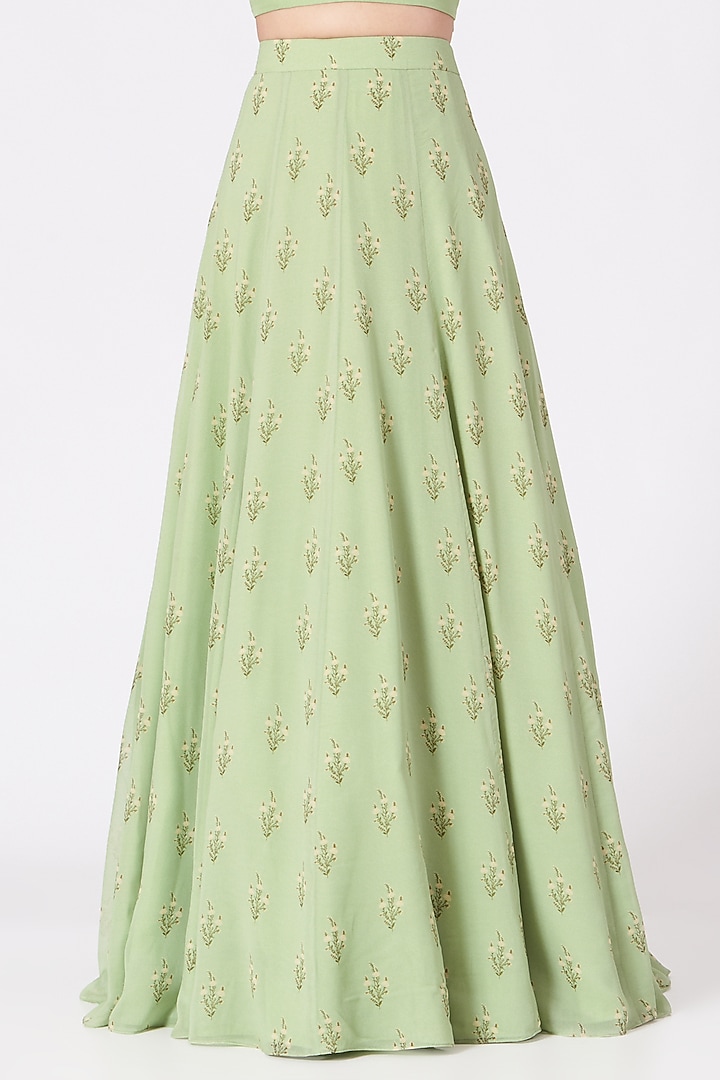 Mint Green Embroidered Wedding Lehenga Set by Sana Barreja at Pernia's Pop Up Shop