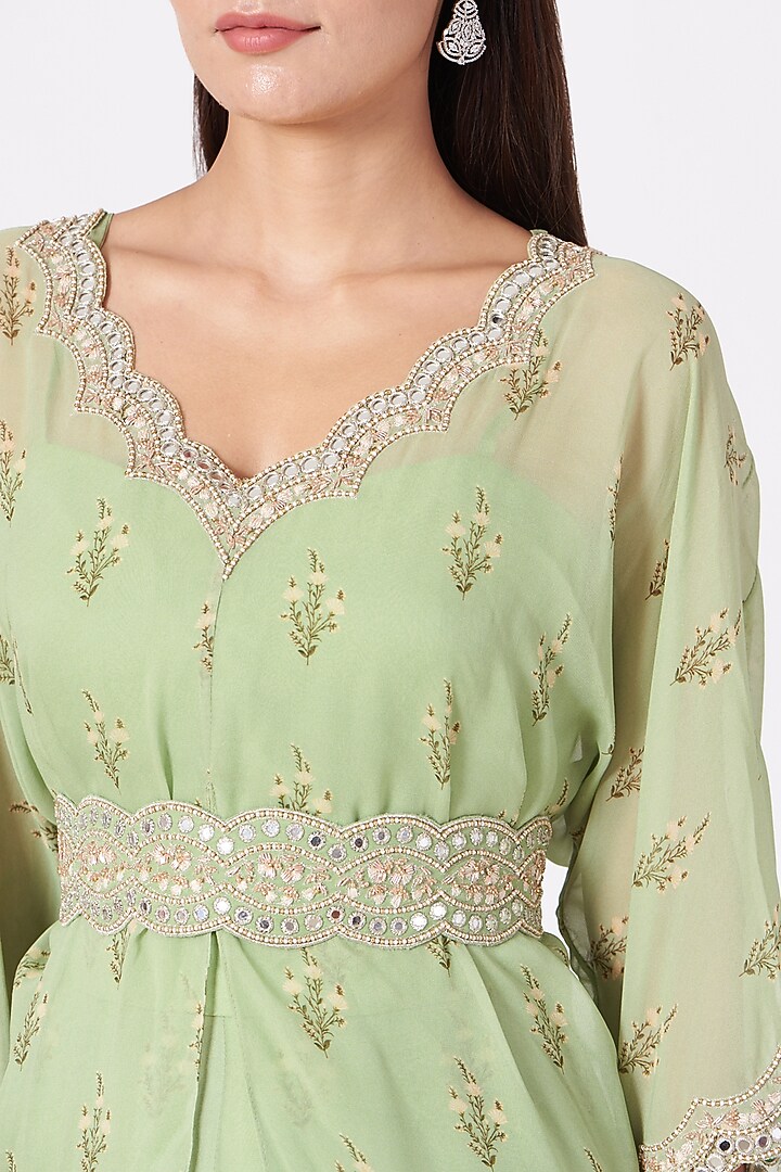 Mint Green Embroidered Wedding Lehenga Set by Sana Barreja at Pernia's Pop Up Shop