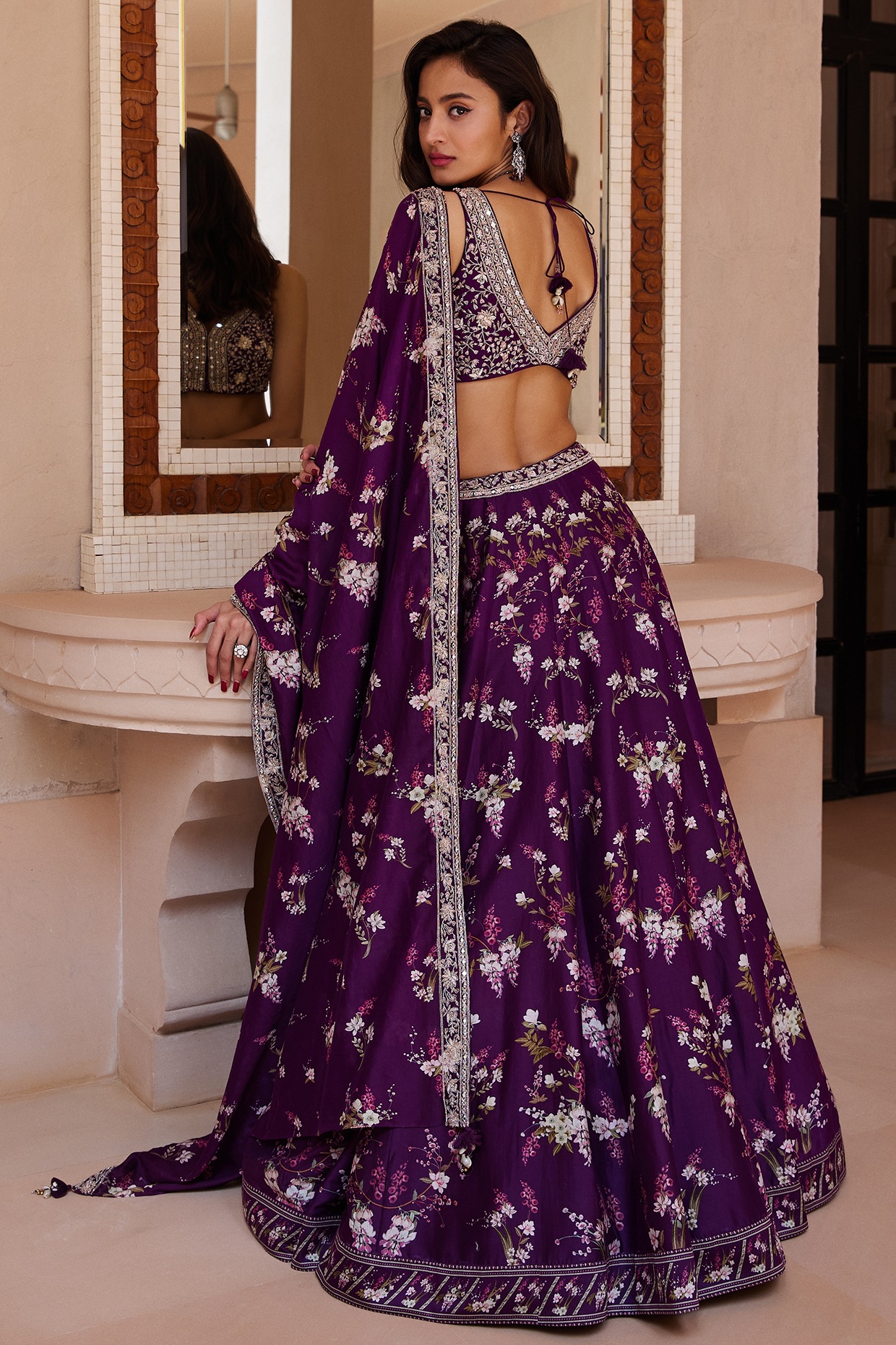 Silver Wedding Wear Dove Grey Purple Lehenga Set at Rs 3200 in Jaipur