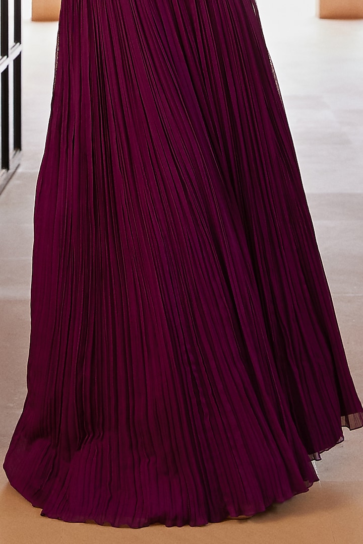 Purple Georgette Wedding Lehenga Set by Sana Barreja at Pernia's Pop Up Shop