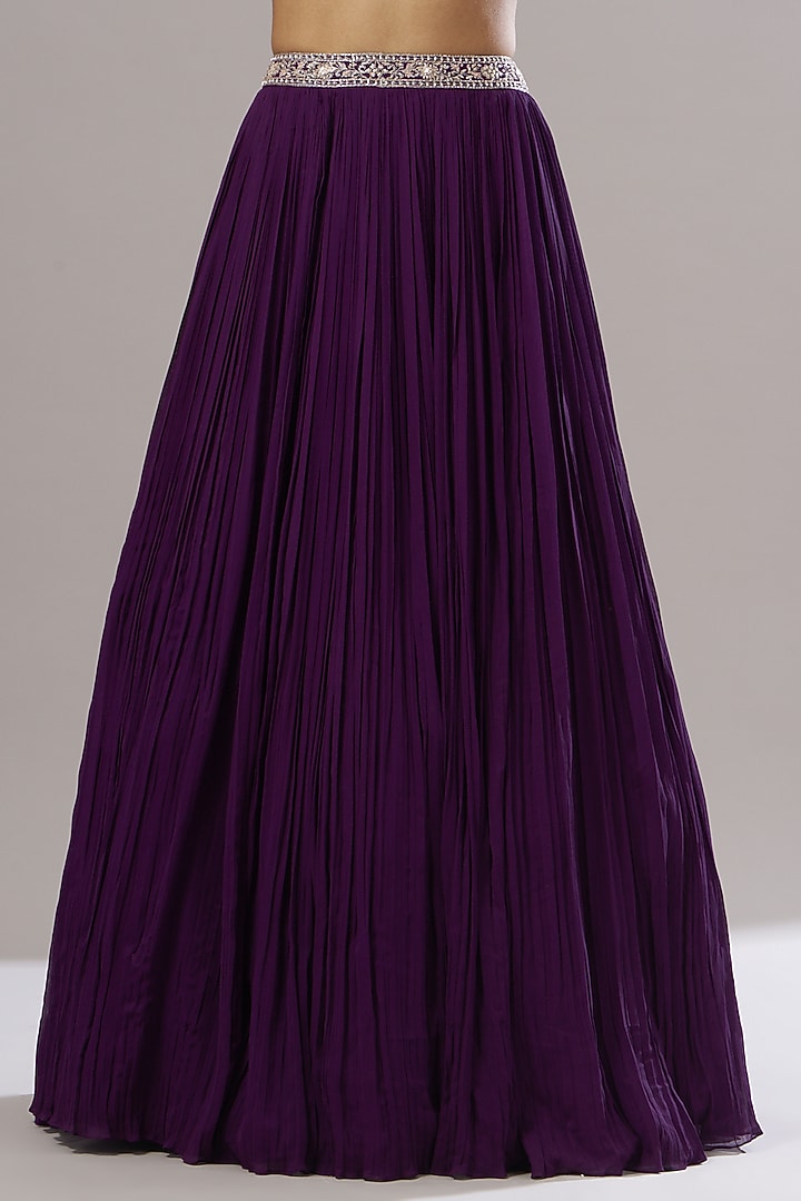Purple Embroidered Jacket Wedding Lehenga Set by Sana Barreja at Pernia's Pop Up Shop