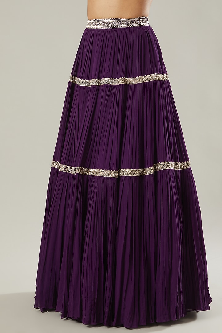 Purple Printed Wedding Lehenga Set by Sana Barreja at Pernia's Pop Up Shop