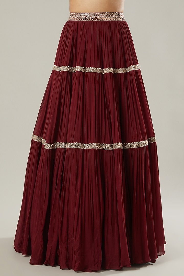 Red Printed Wedding Lehenga Set by Sana Barreja at Pernia's Pop Up Shop