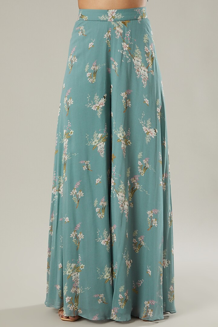 Ice Blue Printed Jacket Set by Sana Barreja at Pernia's Pop Up Shop