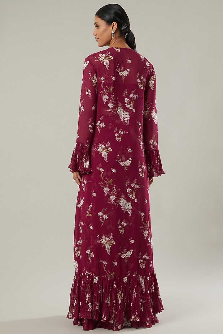 Magenta Printed Jacket Set by Sana Barreja at Pernia's Pop Up Shop