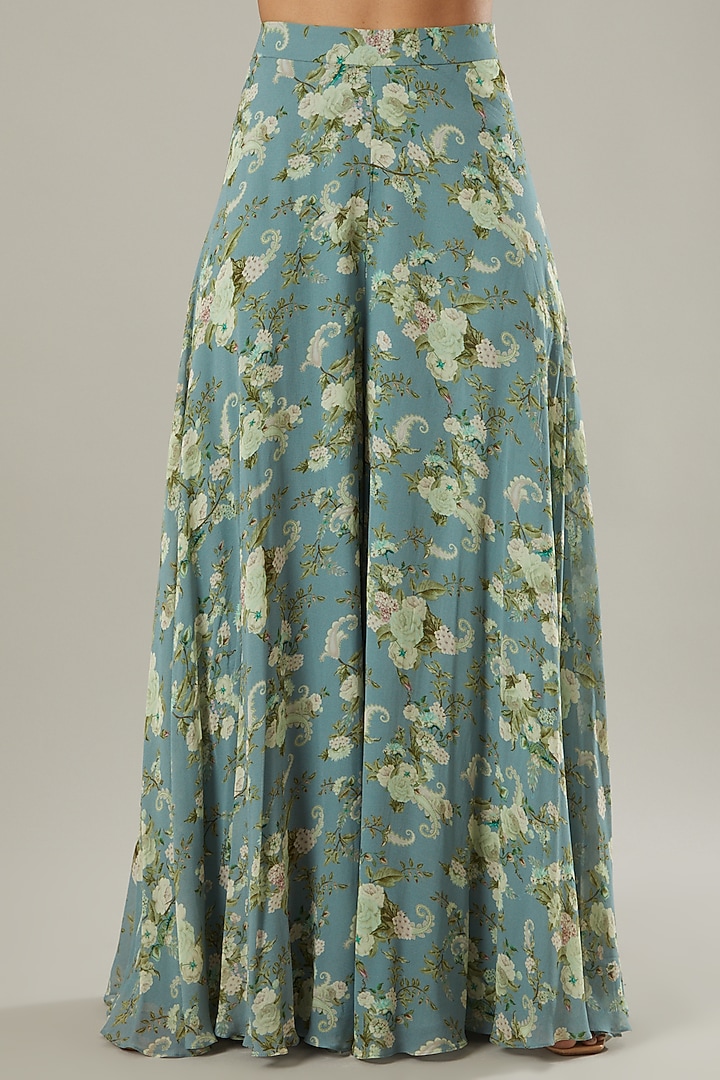 Sky Blue Printed Party Wear Sharara Set by Sana Barreja at Pernia's Pop Up Shop