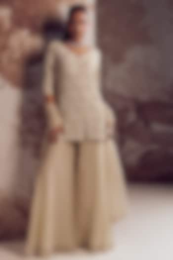 Ivory Organza Gharara Set by Sana Barreja at Pernia's Pop Up Shop