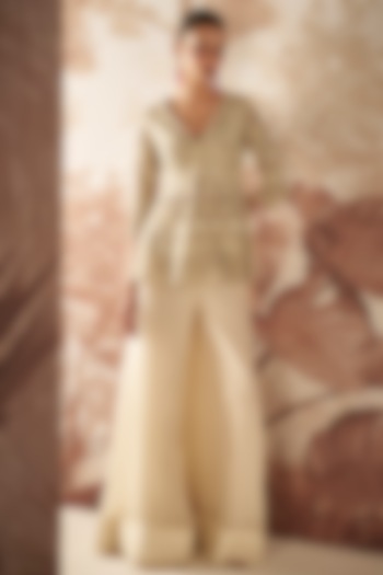 Ivory Organza Wedding Sharara Set by Sana Barreja at Pernia's Pop Up Shop