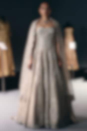 Ivory Pure Silk Tissue Organza Bridal Lehenga Set by Sana Barreja at Pernia's Pop Up Shop