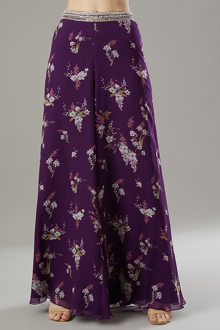 Purple Printed Wedding Sharara Set by Sana Barreja at Pernia's Pop Up Shop