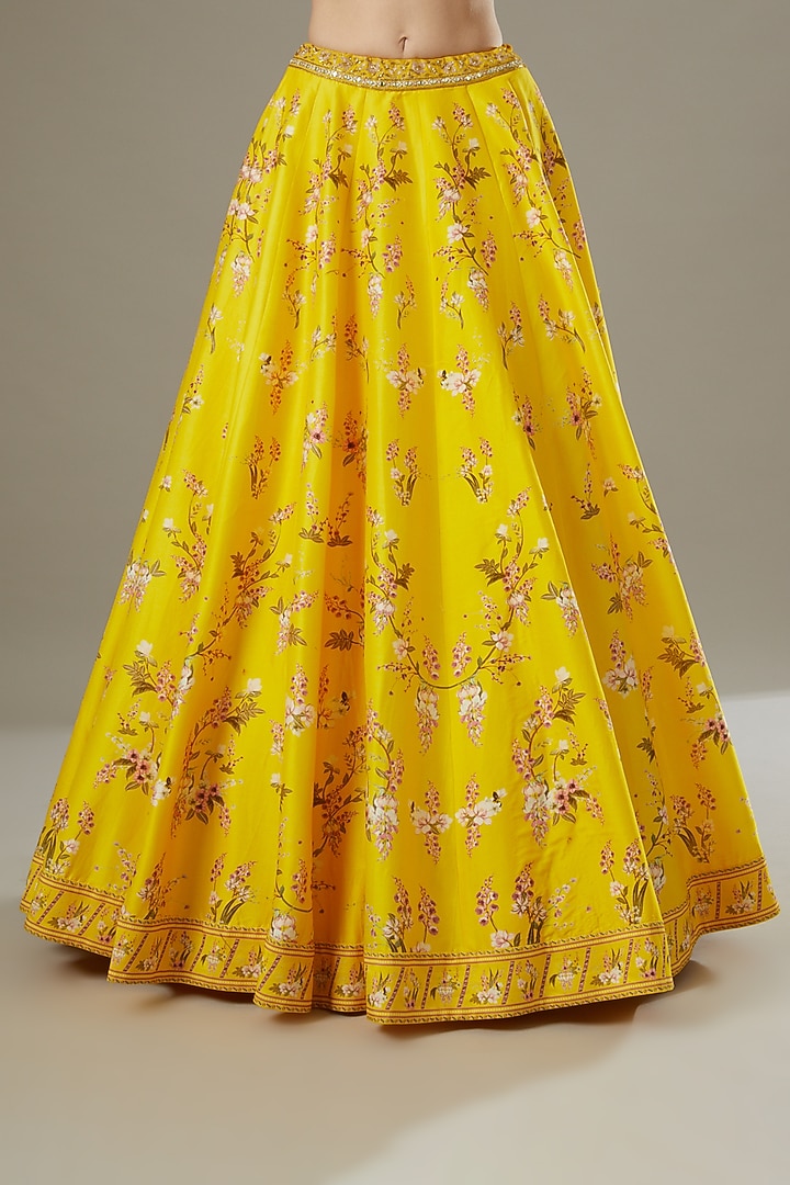 Yellow Printed Wedding Lehenga Set by Sana Barreja at Pernia's Pop Up Shop
