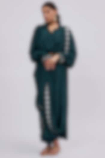 Peacock Blue Crepe Dhoti Set by Saangi at Pernia's Pop Up Shop