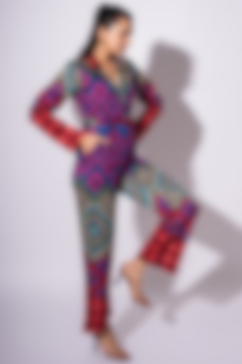 Multi-Colored Cotton Silk Geometric Printed Jumpsuit by Saangi at Pernia's Pop Up Shop