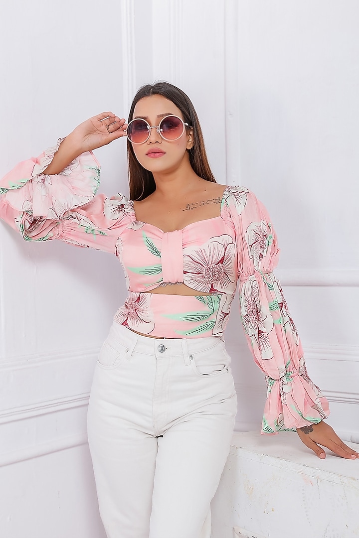 Flamingo Pink Modal Satin Top by Saangi