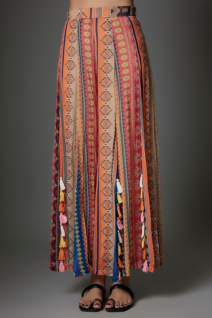 Multi-Colored Georgette Striped Co-Ord Set by Saangi at Pernia's Pop Up Shop