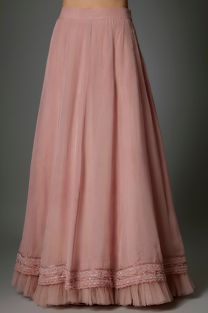 Pink Organza Embroidered Jacket Wedding Lehenga Set by Saangi at Pernia's Pop Up Shop