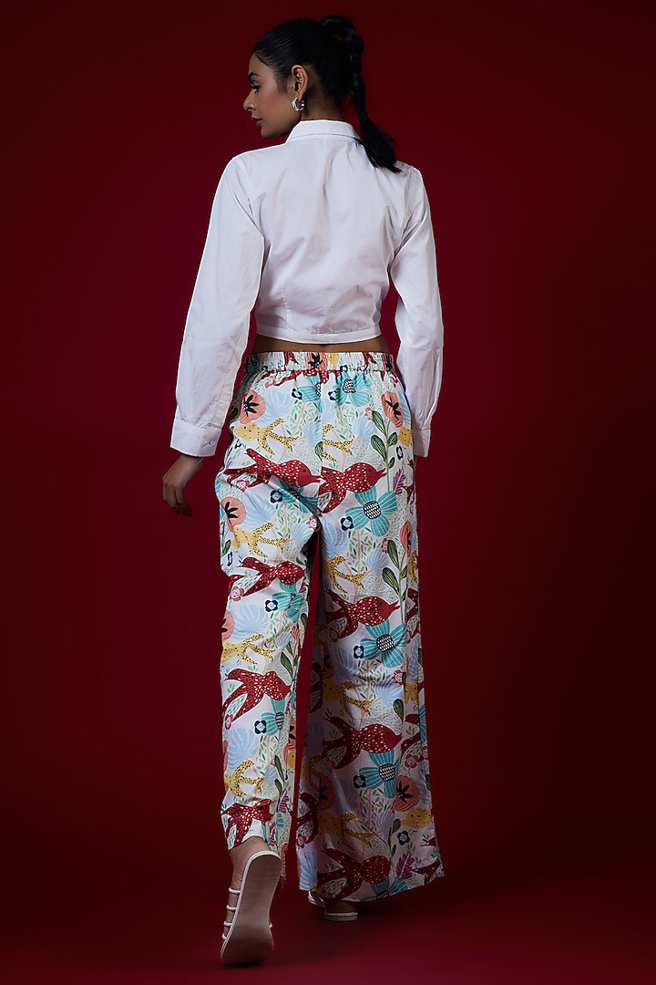Multi-Colored Fish Printed Palazzo Pant Set by Saangi at Pernia's Pop Up Shop