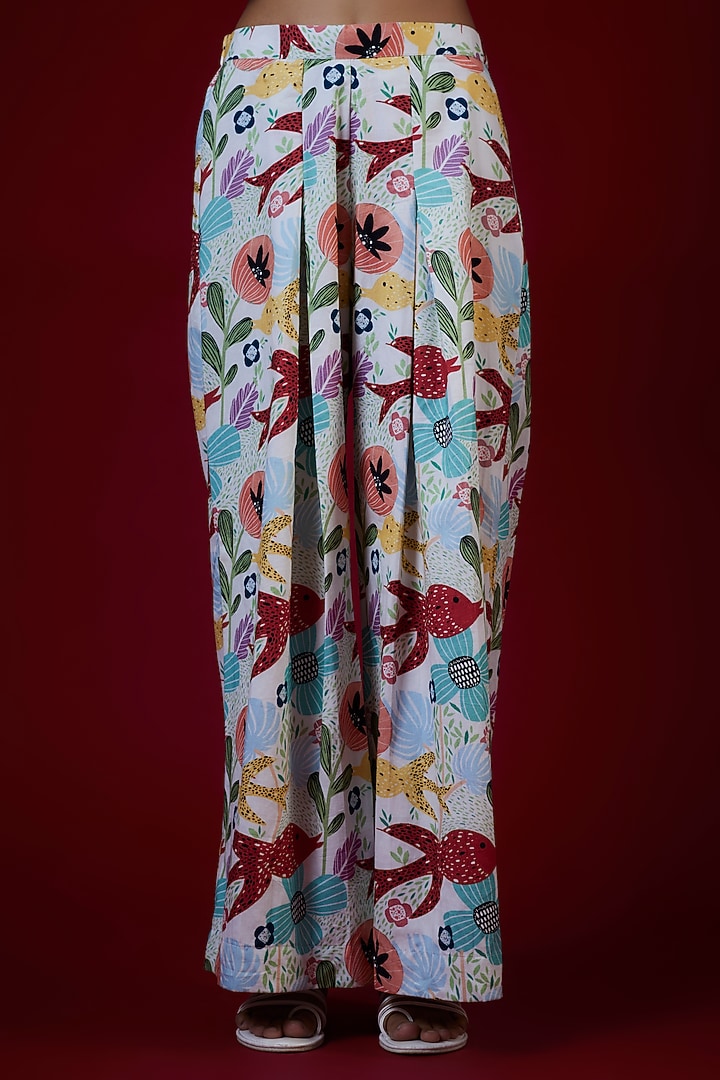 Multi-Colored Fish Printed Palazzo Pant Set by Saangi at Pernia's Pop Up Shop