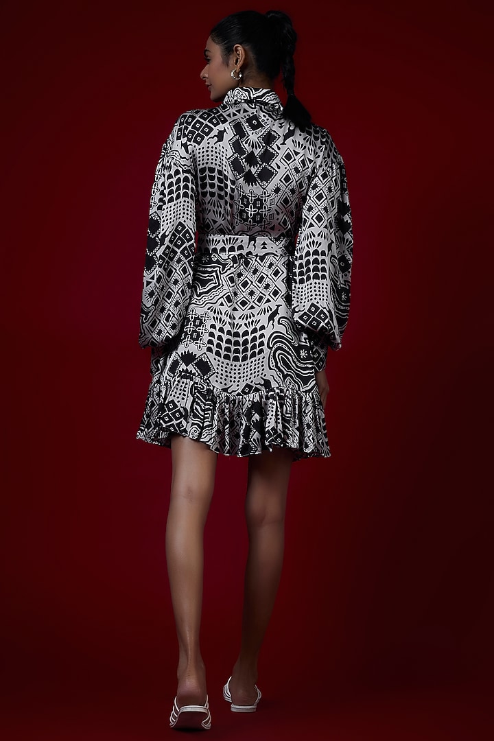 Multi-Colored Modal Satin Abstract Printed Summer Shirt Dress by Saangi at Pernia's Pop Up Shop