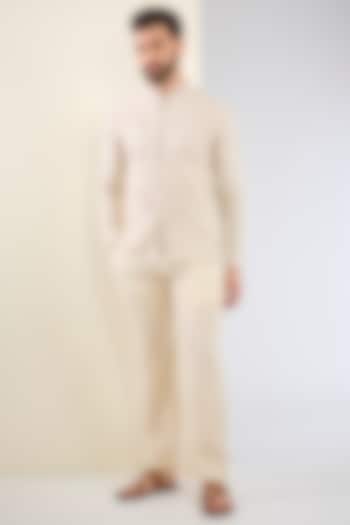 Beige Cotton Thread Embroidered Co-Ord Set by SANCHIT SHARMA at Pernia's Pop Up Shop