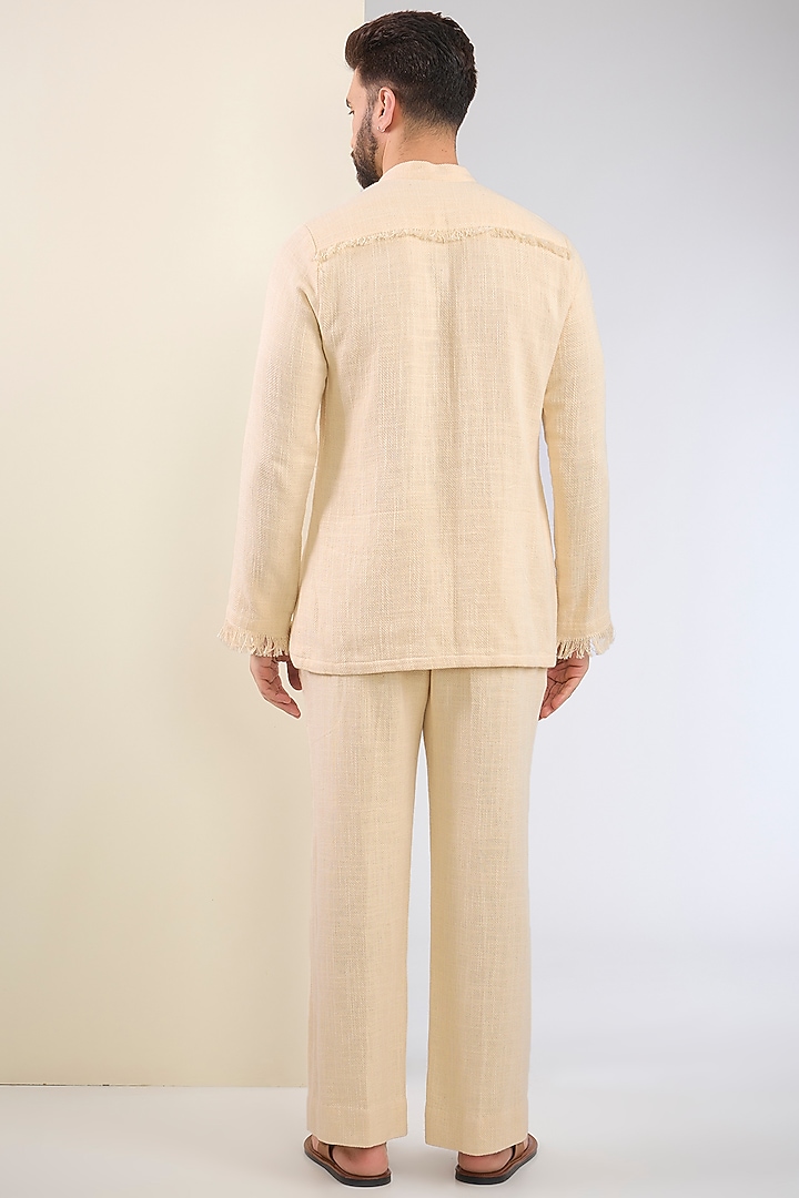 Beige Cotton Thread Embroidered Co-Ord Set by SANCHIT SHARMA at Pernia's Pop Up Shop