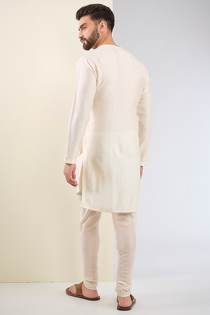 Ivory Silk Angrakha Kurta Set by SANCHIT SHARMA at Pernia's Pop Up Shop