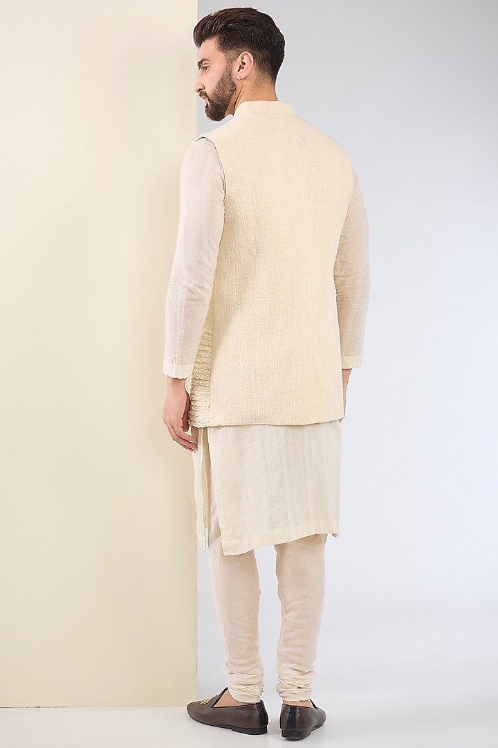 Ivory Cotton Textured Indo-Western Set by SANCHIT SHARMA at Pernia's Pop Up Shop