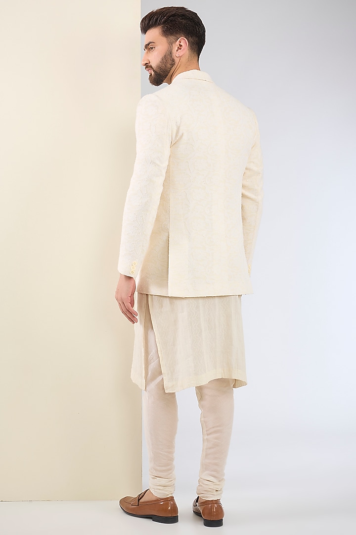 Ivory Cotton Textured Indo-Western Set by SANCHIT SHARMA at Pernia's Pop Up Shop