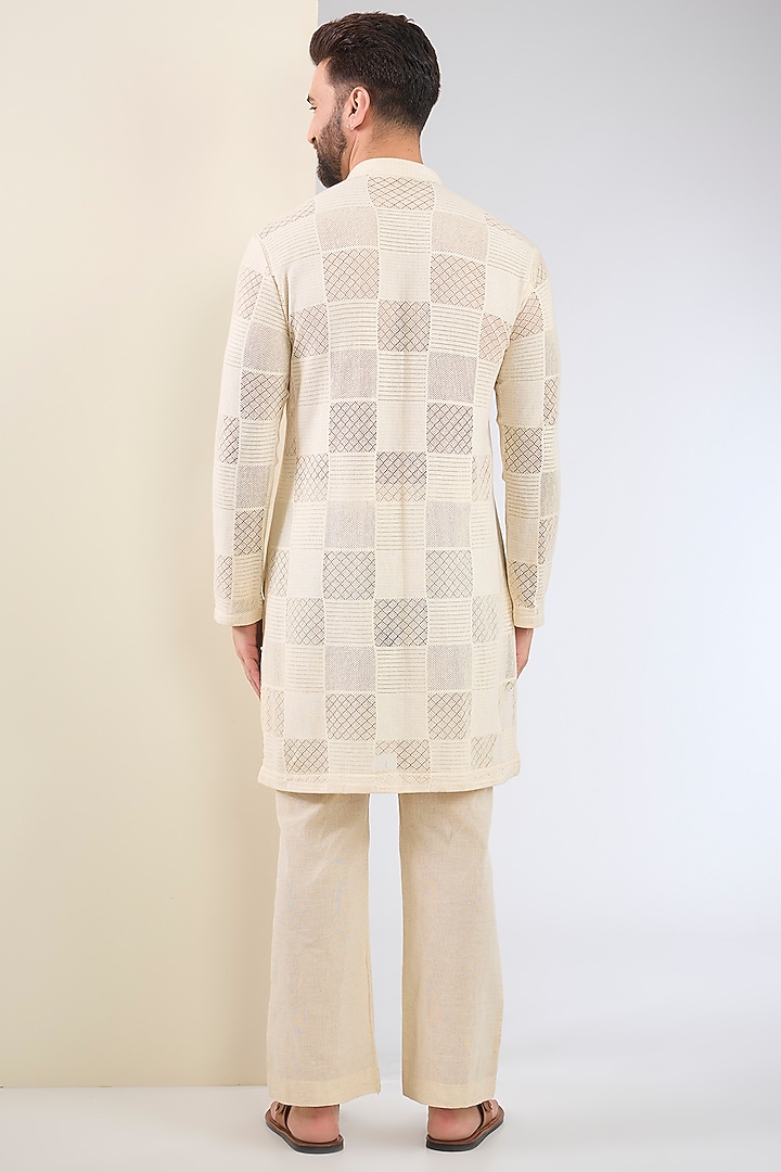 Ivory Cotton Textured Kurta Set by SANCHIT SHARMA at Pernia's Pop Up Shop