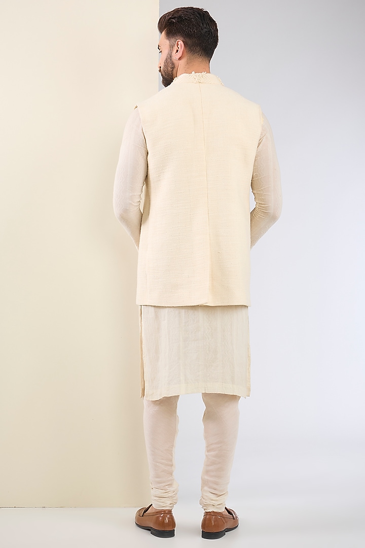 Ivory Cotton Textured Indo-Western Set by SANCHIT SHARMA at Pernia's Pop Up Shop
