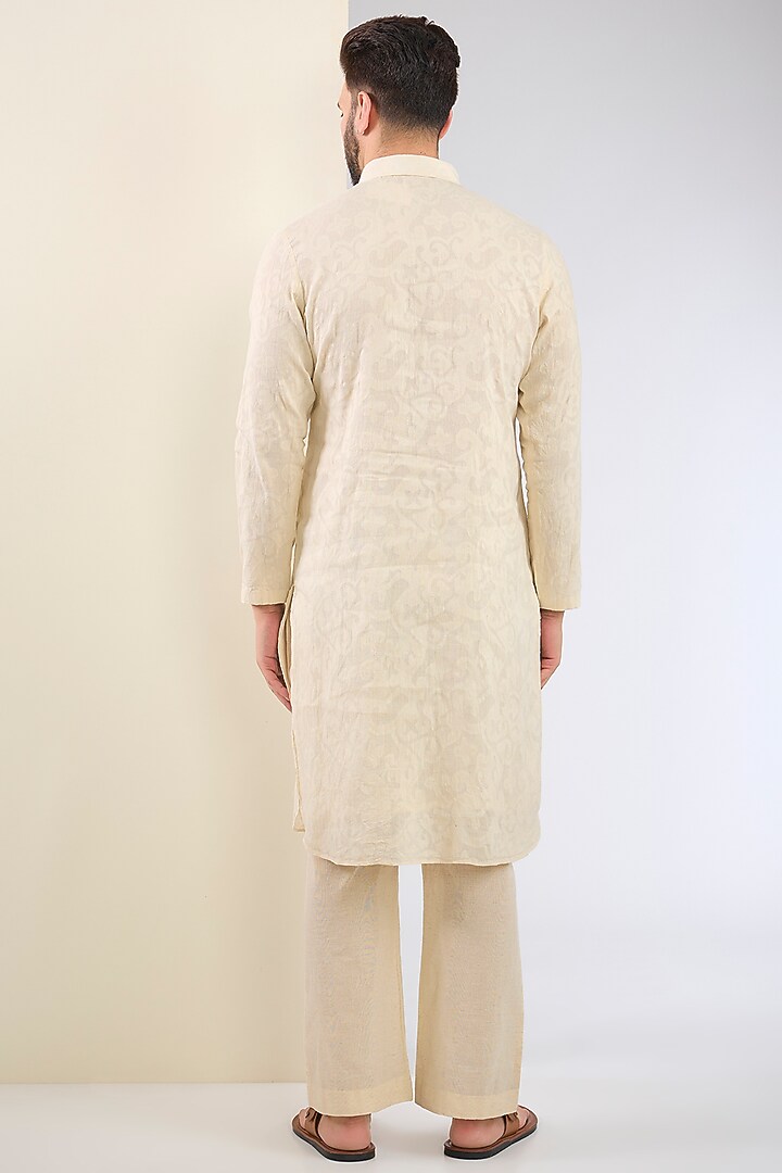 Ivory Cotton Textured Kurta Set by SANCHIT SHARMA at Pernia's Pop Up Shop