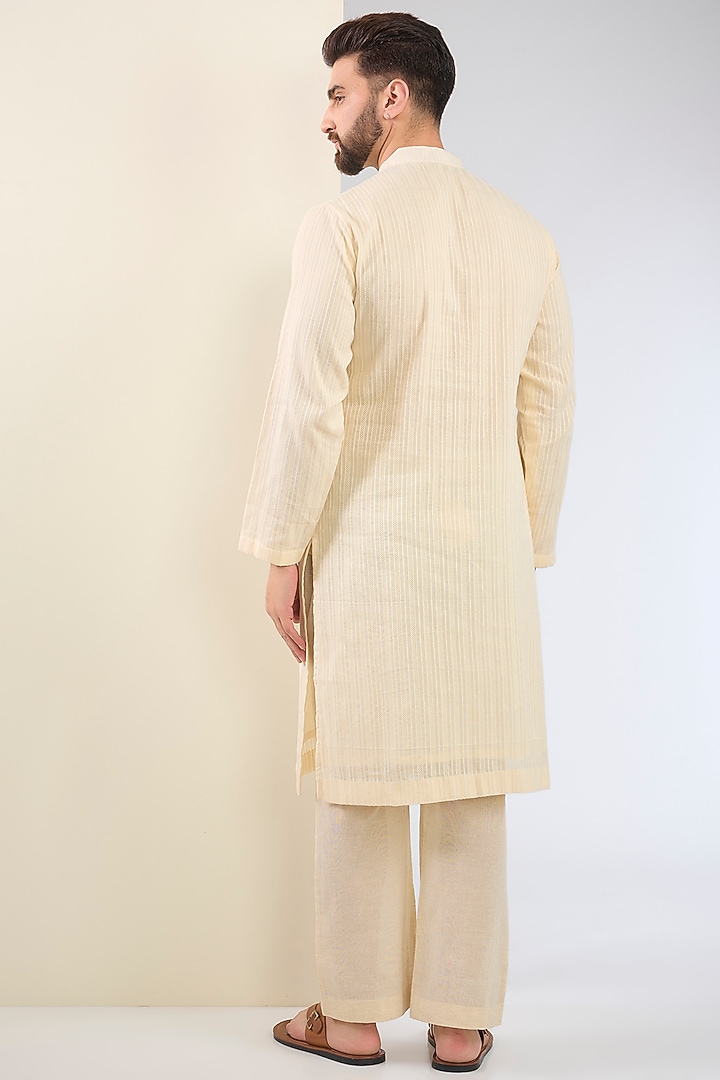 Ivory Cotton Textured Kurta Set by SANCHIT SHARMA at Pernia's Pop Up Shop