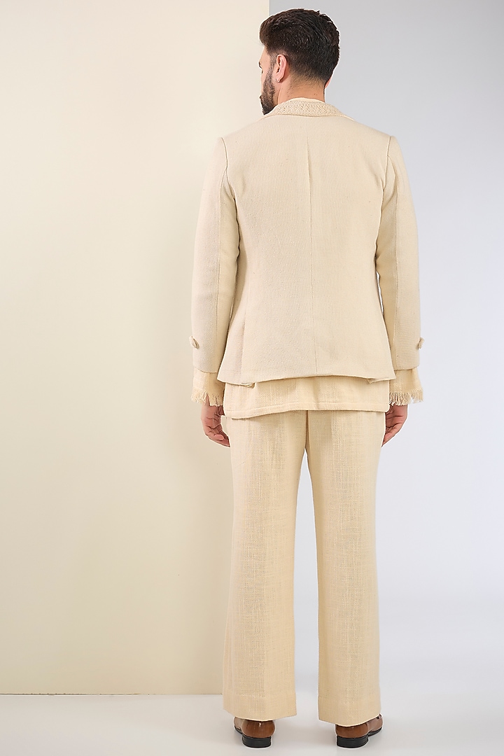 Ivory Cotton Textured Indo-Western Set by SANCHIT SHARMA at Pernia's Pop Up Shop