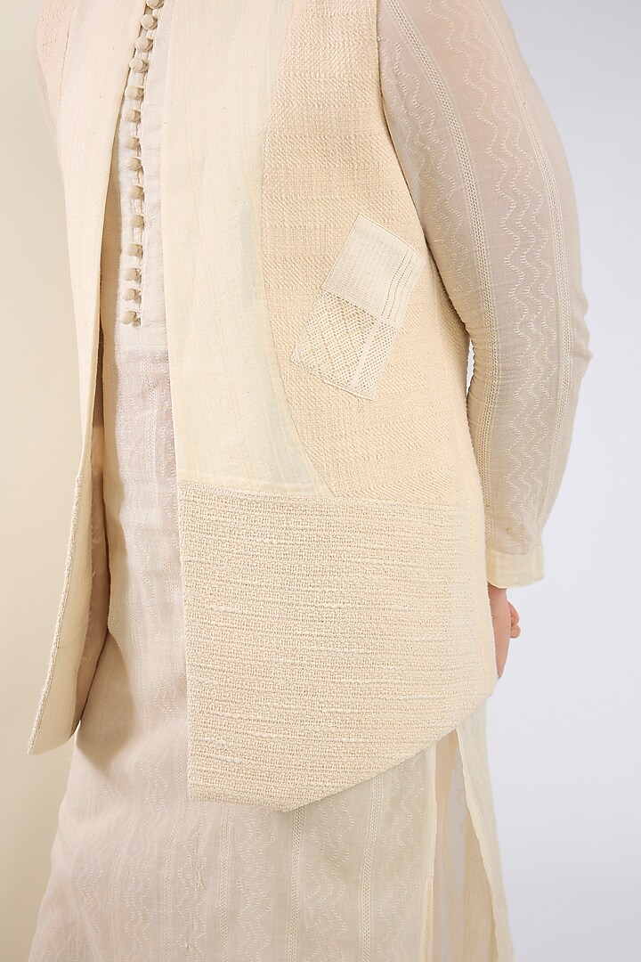 Ivory Cotton Textured Indo-Western Set by SANCHIT SHARMA at Pernia's Pop Up Shop