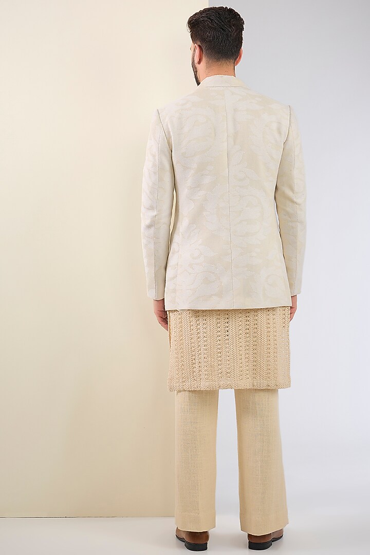 Ivory Cotton Textured Indo-Western Set by SANCHIT SHARMA at Pernia's Pop Up Shop