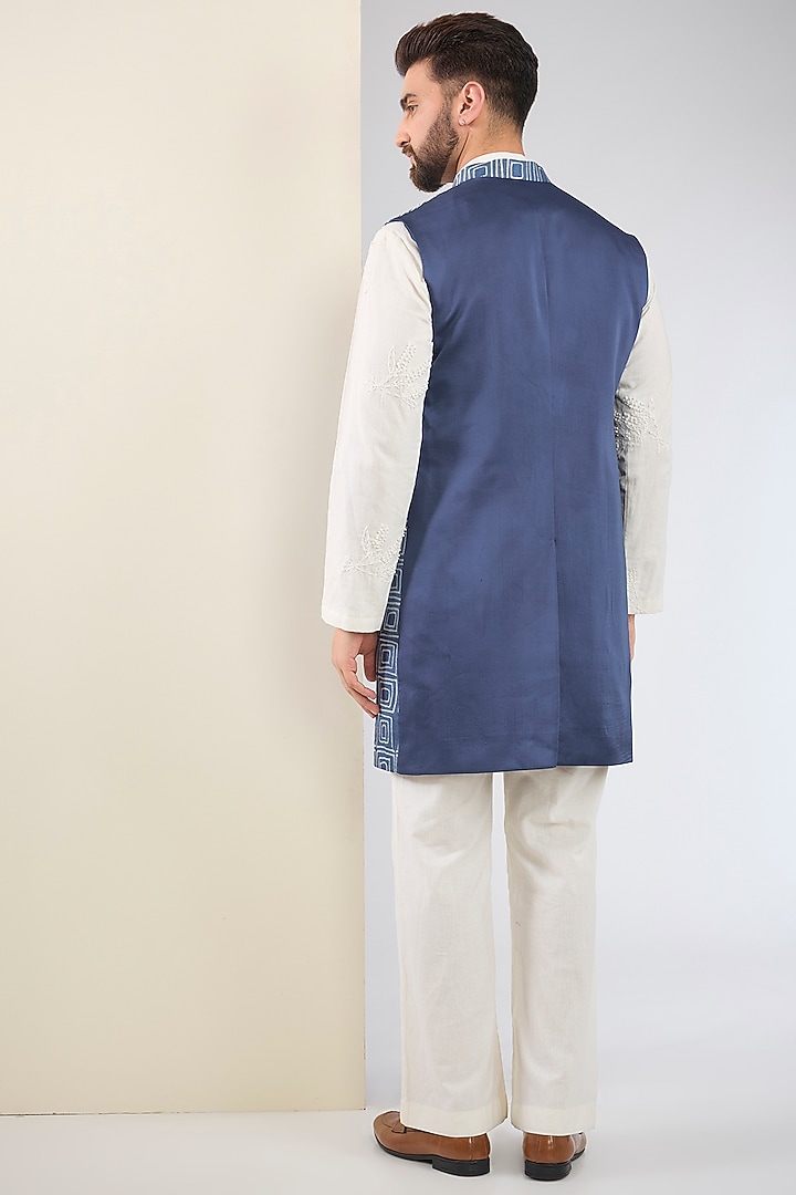 Blue Silk Shibori Indo-Western Set by SANCHIT SHARMA at Pernia's Pop Up Shop
