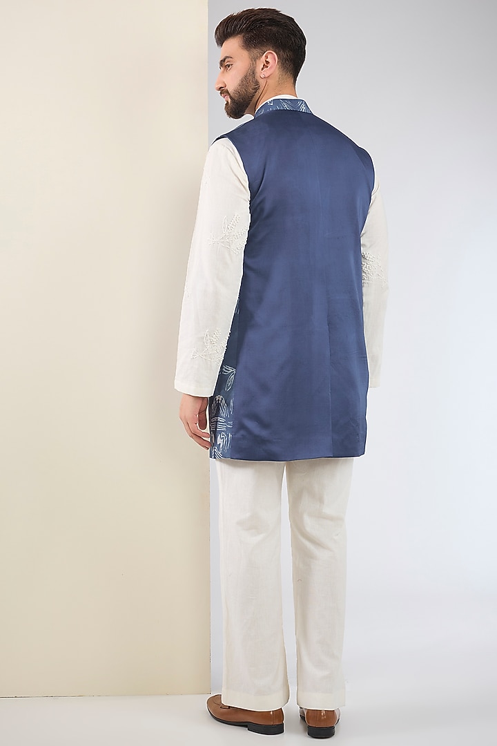 Blue Silk Shibori Indo-Western Set by SANCHIT SHARMA at Pernia's Pop Up Shop