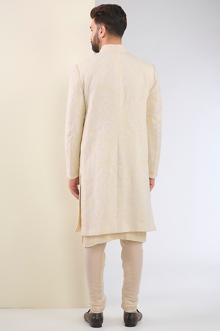 Ivory Cotton Textured Indo-Western Set by SANCHIT SHARMA at Pernia's Pop Up Shop