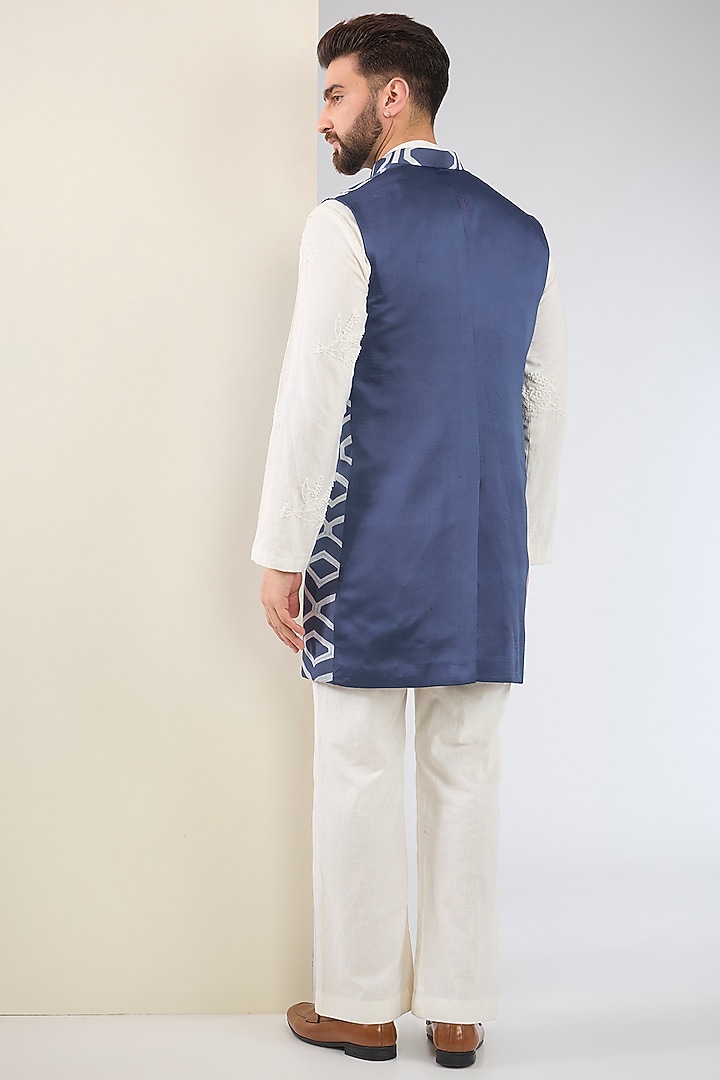 Blue Silk Shibori Indo-Western Set by SANCHIT SHARMA at Pernia's Pop Up Shop