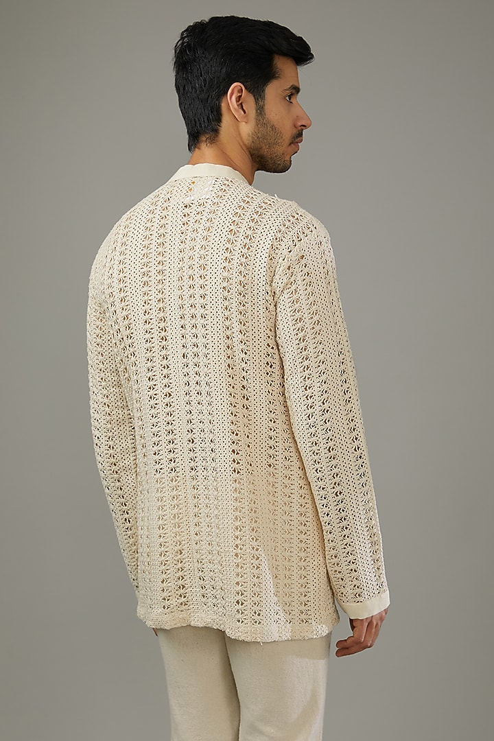 Ivory Crochet & Cotton Co-Ord Set by SANCHIT SHARMA at Pernia's Pop Up Shop