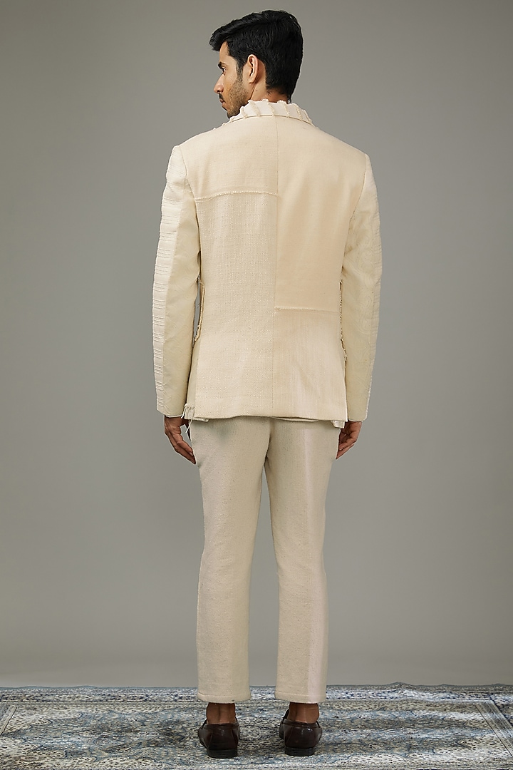 Ivory Cotton Textured Jacket Set by SANCHIT SHARMA at Pernia's Pop Up Shop