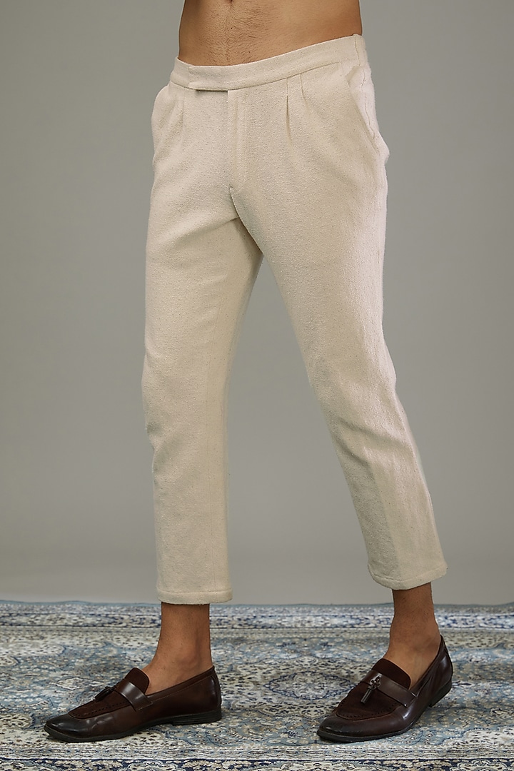 Ivory Cotton Textured Jacket Set by SANCHIT SHARMA at Pernia's Pop Up Shop