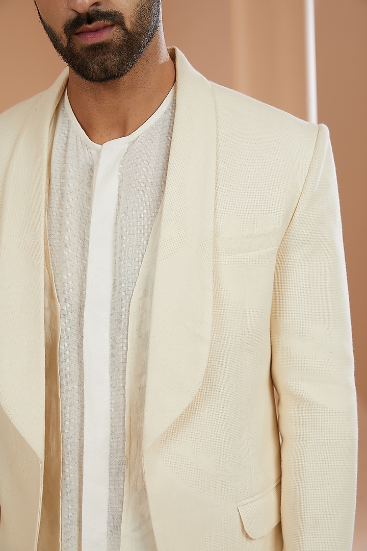 Ivory Silk Blazer Set by SANCHIT SHARMA at Pernia's Pop Up Shop